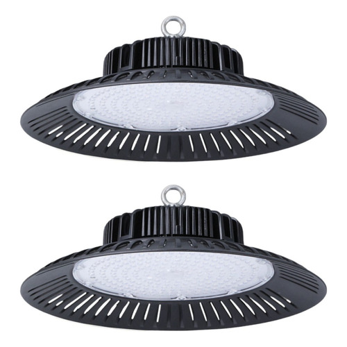 2 Focos Campana Lampara Ufo Led 200w Techo Iluminación Color Negro