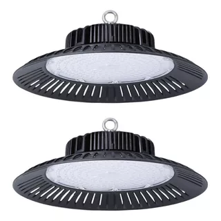 2 Focos Campana Lampara Ufo Led 200w Techo Iluminación Color Negro