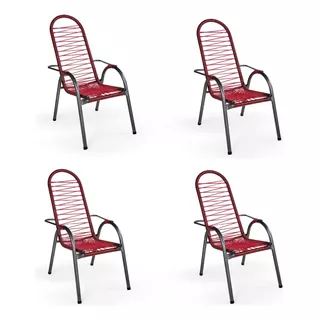 4 Cadeiras De Fio Colorido Resistente Para Área Varandas 