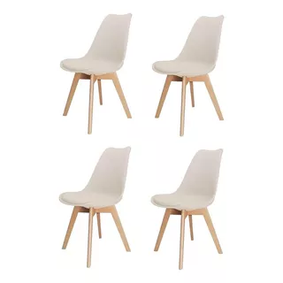 Conjunto 04 Cadeiras Saarinen Leda Sked Lena Base Wood Estrutura Da Cadeira Madeira Assento Nude Empório Tiffany