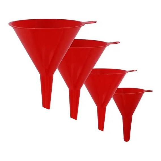 Set Embudos Multiuso Plásticos Rojo 4 Unidades A0545