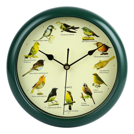 Reloj Musical Para Colgar En La Pared Con Pájaros De 25cm,