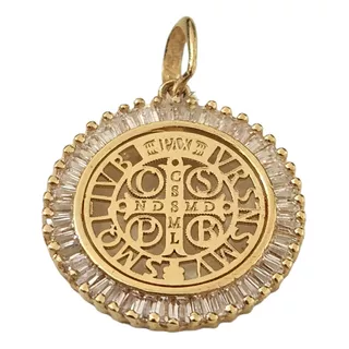 Pingente Medalha  Cruz De São Bento  Em Ouro 18k750
