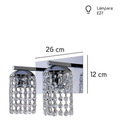 Aplique Lyon 2 Luces Cairel Deco Cristal Cromo Apto Led