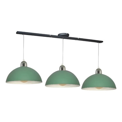 Lampara Colgante 3 Luces Deco Moderno Apto Led E27 Geo Verde Con Cromo 1