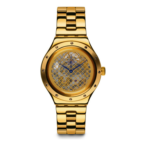 Reloj Swatch Boleyn De Acero Dorado Automático Yag100g Ss