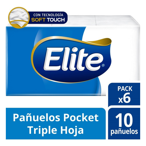 Pañuelos Elite Pocket  6 Paquetes De 10 Unidades 5472 Elite - pack x 10 x 6 unidades c/u