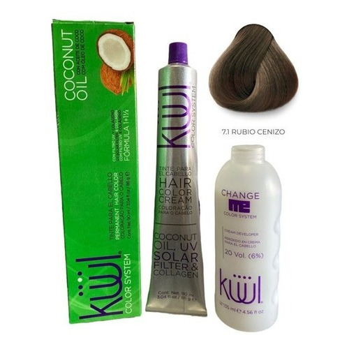 Kit Kit Kuul  Tinte tono 7.1 rubio cenizo para cabello