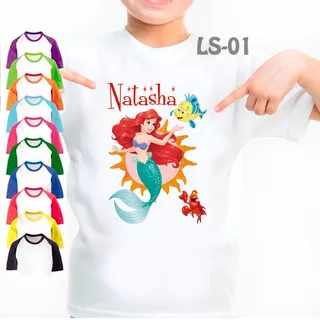 Franela La Sirenita Princesa Ariel Disney, Camisa Familiar