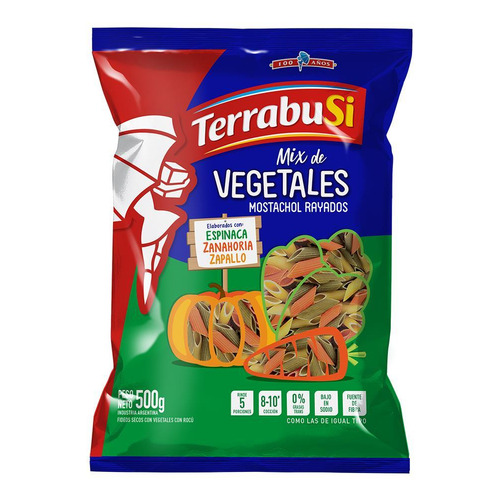 Fideos Terrabusi 3 Vegetales Mostachol Rayado 500g