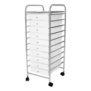 Carrito Organizador Estética, Cocina, Oficina 10 Niveles Color Blanco/metal