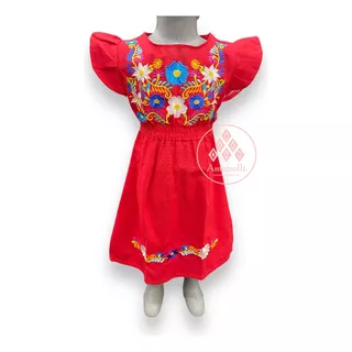 Vestido De Niña Artesanal Mexicano Bordado Típico 