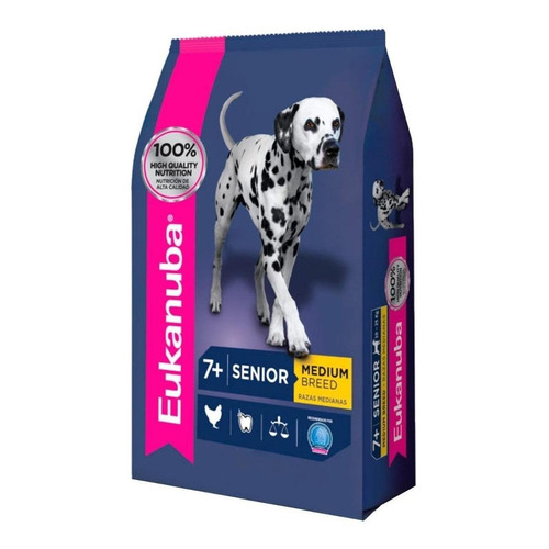 Alimento Eukanuba Super Premium para perro senior de raza mediana sabor mix en bolsa de 13.6kg