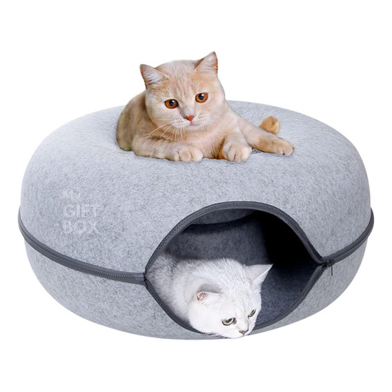 Cama Nido Para Gato Tipo Túnel Donut Redonda  En Fieltro