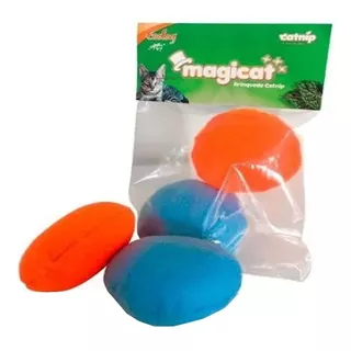 Bolinha Bola Brinquedo Para Gato Com Catnip Macias Feltro Cor Laranja / Azul