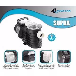 Bomba Centrífuga Para Alberca Aqua Pak Supra 30 3hp 230v Monofásica 540l/min