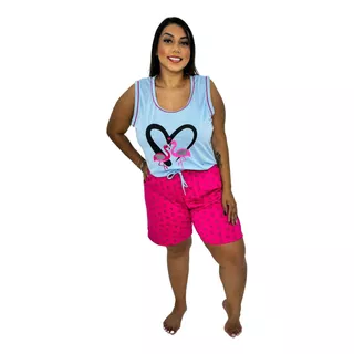 Pijama Plus Size Feminino Baby Doll Verão Estampado Conforto