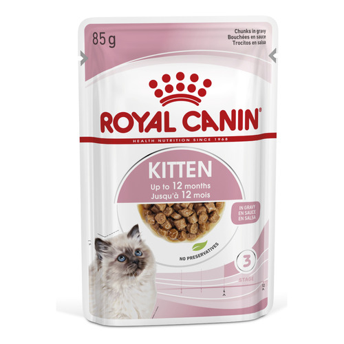 Royal Canin Feline Health Nutrition Kitten alimento para gato de temprana edad sabor pan en salsa en bolsa de 165gr