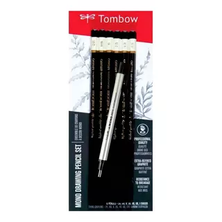 Kit Tombow 7pcs 6 Lápis Graduações 1 Borracha Mono Zero Cor Grafite