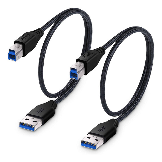 Cable Besgoods Usb 3.0 A A B, 1.5 Pies/2 Cables/negro