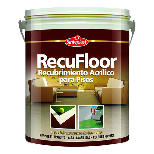 Recufloor Recubrimiento Acrilico Pisos 4 Lt Sinteplast Acabado Mate Color Blanco