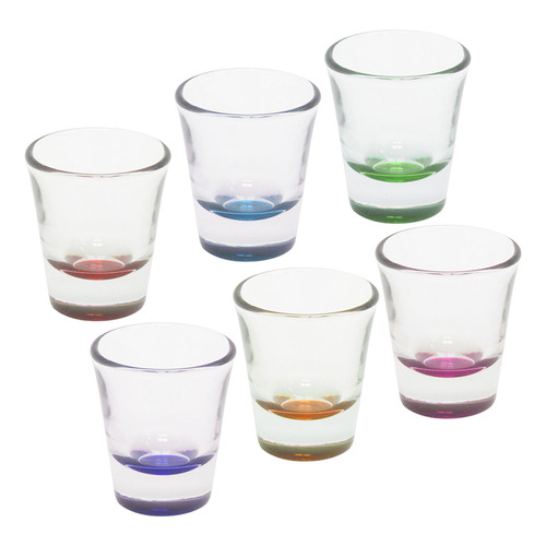 Set 6 Vasos Shot Tequila Cortos Vidrio Color Transparente