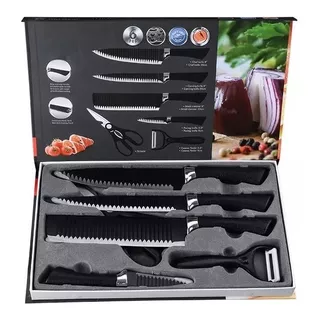 Juego Set De Cuchillos Elegante Para Cocina Chef 6 Piezas Color Negro