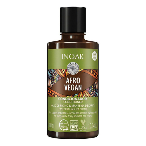  Shampoo Afro Vegan Inoar 300ml Vegano Rizos Rulos