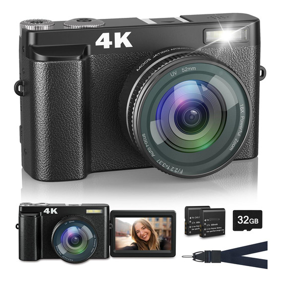 Cámara Digital 4k 48 Mp Enfoque Automático Pantalla Abatible