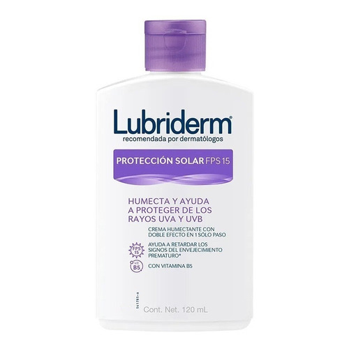  Crema protectora para cuerpo Lubriderm Corporal Crema Corporal LUBRIDERM Protección Solar UV 15 200 ml en tubo de 120mL/200g