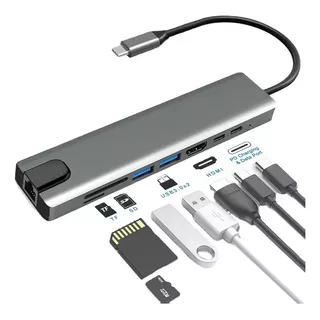 Adaptador Hub Usb Tipo C 8 En 1 Para iPad/macbook