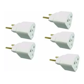 5 X Adaptador Tomada 20a 127v 220v Plugue P/ Pc 3p Branco