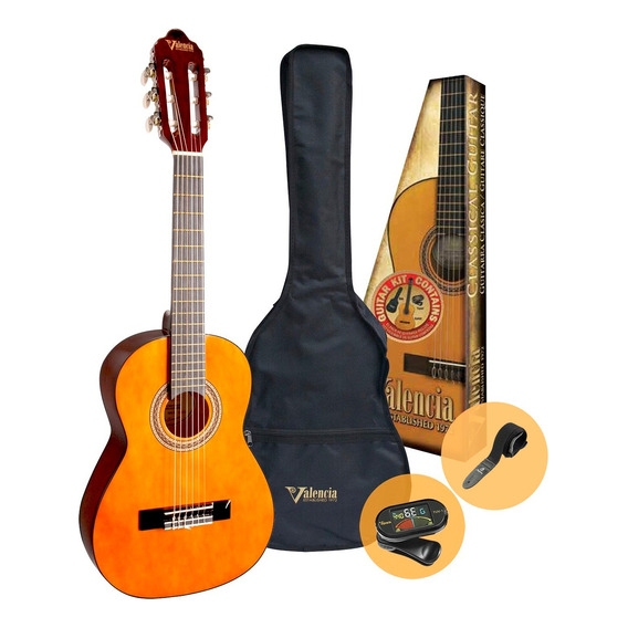 Guitarra Criolla Valencia Estudio 4/4 Con Accesorios 