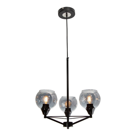 Lámpara Colgante Negro Cromo 60w E27 3 Luces