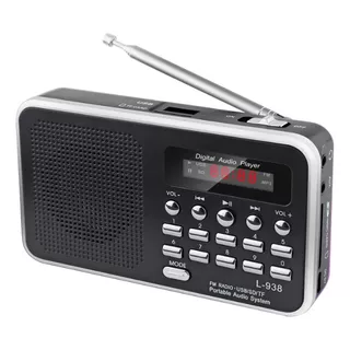 Radio Digital Fm Portatil L-938 Mp3 Usb Sd Recargable Negro