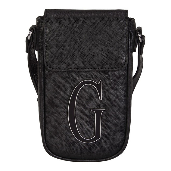 Bolsa Guess Factory Terence Mini Flap Crossbody Para Mujer Acabado de los herrajes Niquel Color Negro Color de la correa de hombro Negro suavisado Diseño de la tela Liso