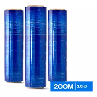 Bobina Filme Stretch 25 Micras 2,5kg Azul Colorido 200m