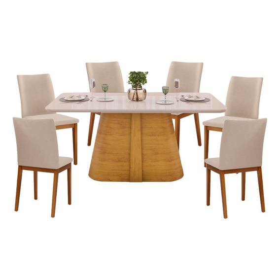 Juego Comedor Mesa 6 Sillas Tapizadas Mdf Violeta 4938