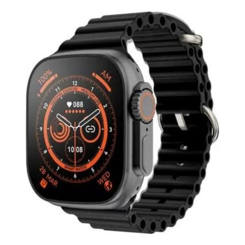 Smartwatch Genérica t800 ultra 1.99" caja  negra, malla  negra de  gel de sílice