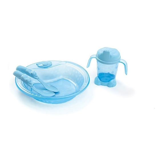 Set Plato + Vaso Y Cubierto Celeste - Nuby