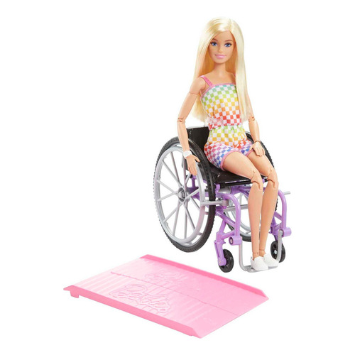 Barbie Fashionista Muñeca Silla de Ruedas Morada para niñas de 3 años en adelante