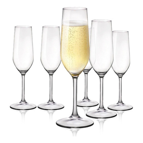 Set 6 Copas Champagne Cristal Riserva Bormioli Italia 200ml Color Transparente