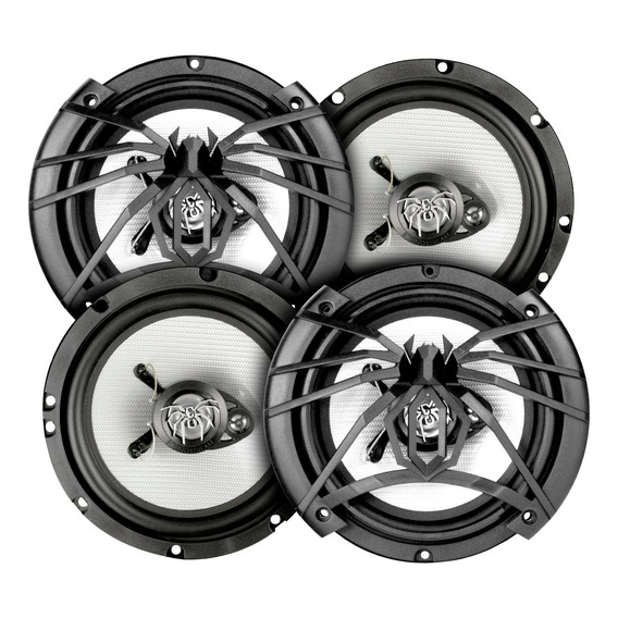 Kit 4 Bocinas 6.5 Pulgadas Cono Plata X3-6.5 By Soundstream