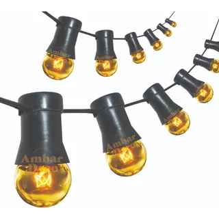 15 Mts Guirnalda De Luces P/exterior C/focos Vintage Golden