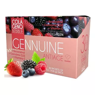 Gennuine Antiage Colageno Hidrolizado Classic 30 Sobres Sabor Frutos Rojos