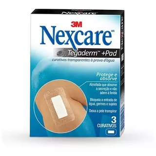 Curativo À Prova D'água Nexcare Tegaderm +pad 60,3mm X 101mm Caixa 3 Unidades