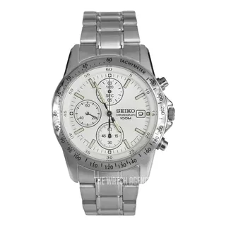 Reloj Seiko Cronógrafo Snd363pc Plateado Blanco Caballero 