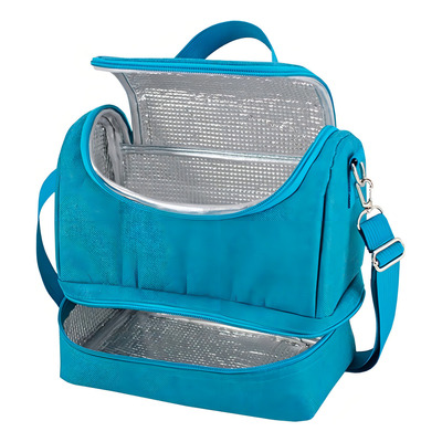 Lancheira Térmica Marmita Bolsa Necessaire 2 Compartimentos Cor Azul