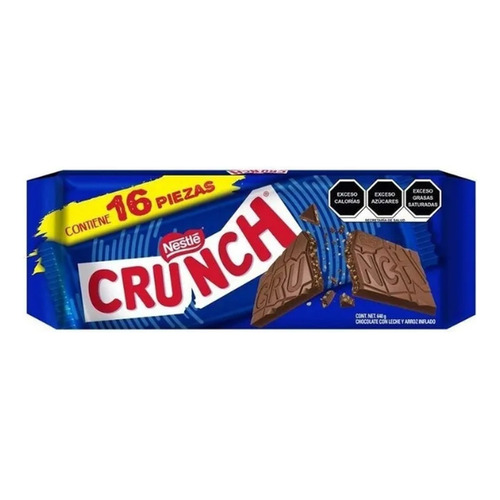 Chocolate Crunch Con Leche Y Arroz Inflado 16 Pzas De 40 Gr