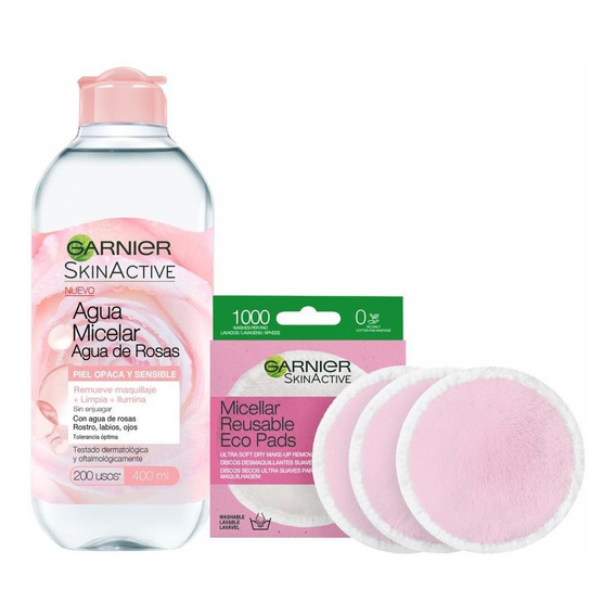 Agua Micelar Pure Active + Eco Pads Desmaquillante Garnier